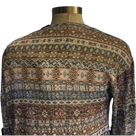 Kiara Sahara Geometric Lightweight LS Sweater w/ White Mock Undershirt Women XXL - Picture 9 of 11